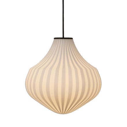 Lampada a Sospensione in Vetro Bianco in Filigrana Design a Punta - Caravan Viadurini