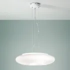 Lampada a Sospensione in Vetro Bianco Soffiato e Metallo Cromato - Ariana Viadurini