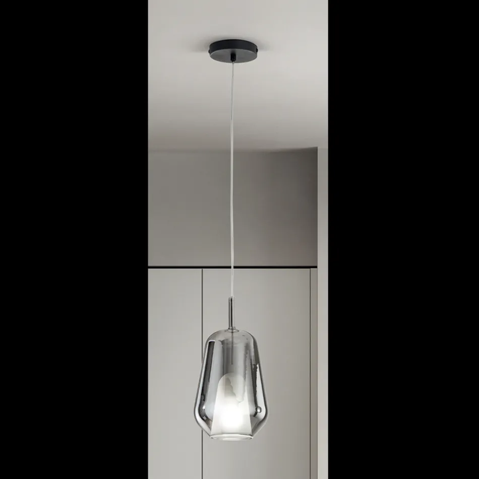 Lampada a Sospensione in Vetro e Filo Trasparente Made in Italy - Trilly Viadurini