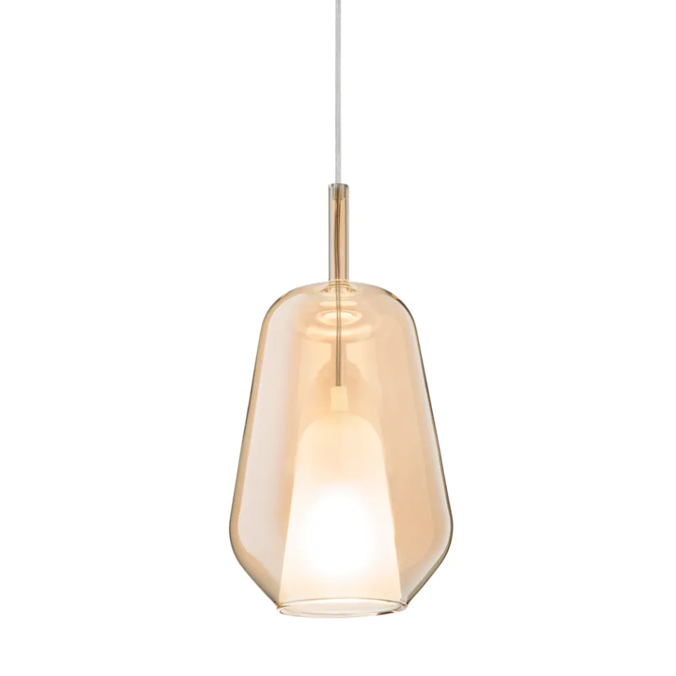 Lampada a Sospensione in Vetro e Filo Trasparente Made in Italy - Trilly Viadurini