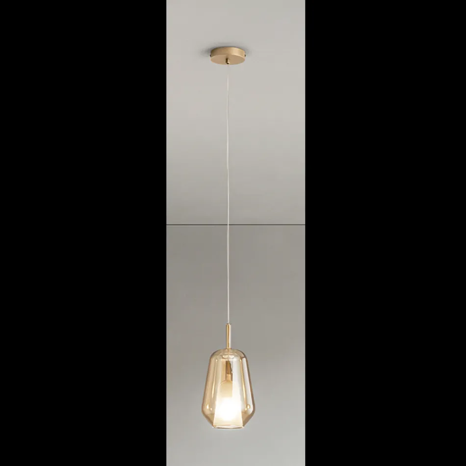 Lampada a Sospensione in Vetro e Filo Trasparente Made in Italy - Trilly Viadurini
