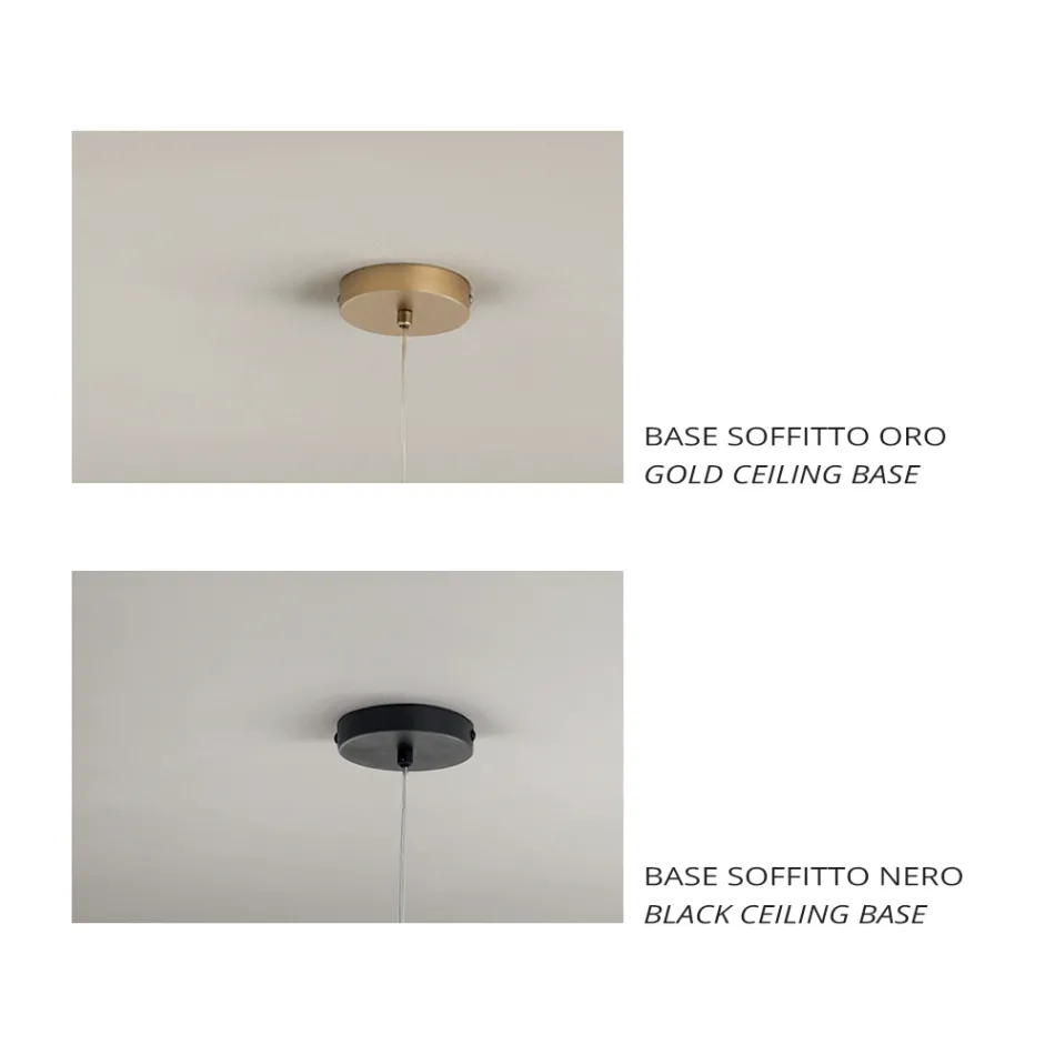Lampada a Sospensione in Vetro e Filo Trasparente Made in Italy - Trilly Viadurini