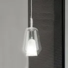 Lampada a Sospensione in Vetro e Filo Trasparente Made in Italy - Trilly Viadurini