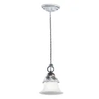 Lampada a Sospensione in Vetro, Ferro e Ceramica Dipinta a Mano - Ferrara Viadurini