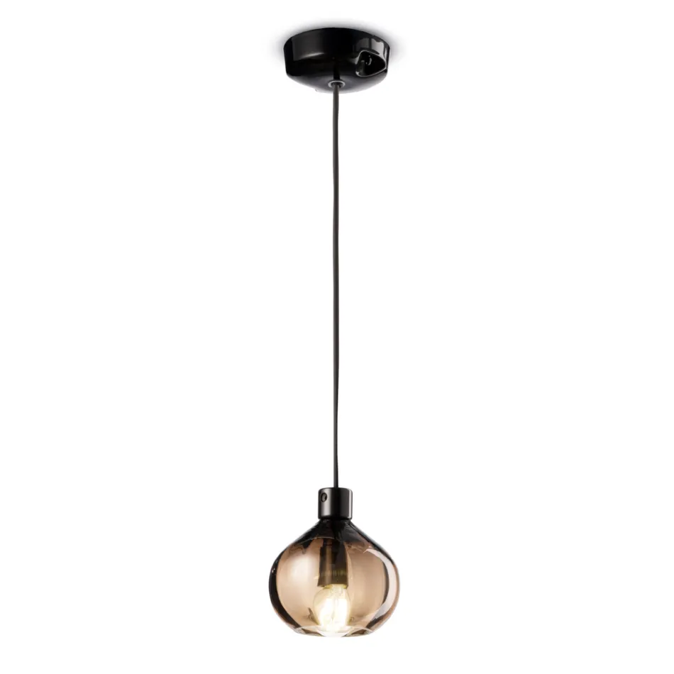 Lampada a Sospensione in Vetro in 2 Diverse Finiture Made in Italy - Afoxe Viadurini