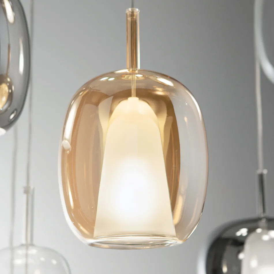 Lampada a Sospensione in Vetro Satinato e Colorato Made in Italy - Trilly Viadurini