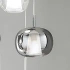 Lampada a Sospensione in Vetro Soffiato a Doppio Strato Made in Italy - Trilly  Viadurini