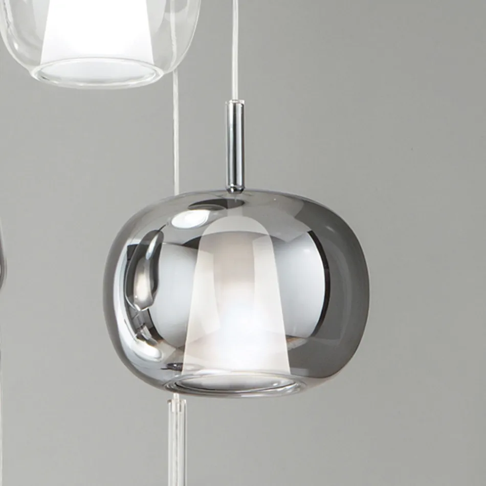 Lampada a Sospensione in Vetro Soffiato a Doppio Strato Made in Italy - Trilly  Viadurini