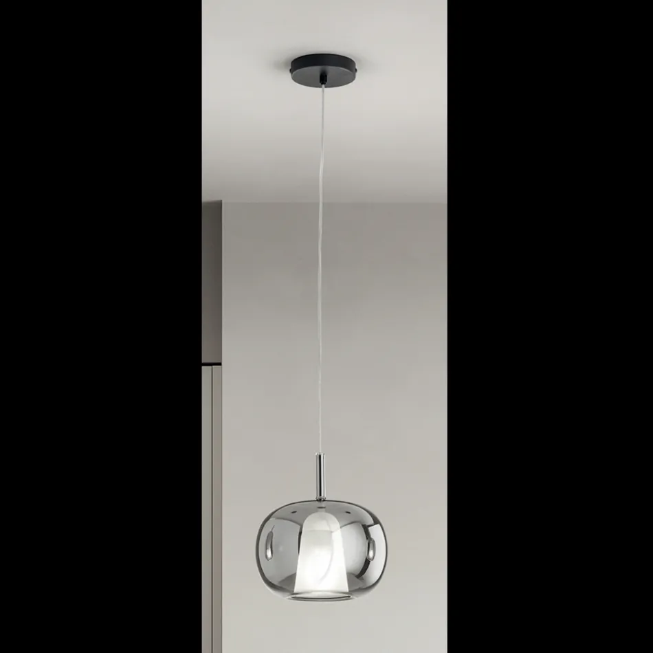 Lampada a Sospensione in Vetro Soffiato a Doppio Strato Made in Italy - Trilly  Viadurini