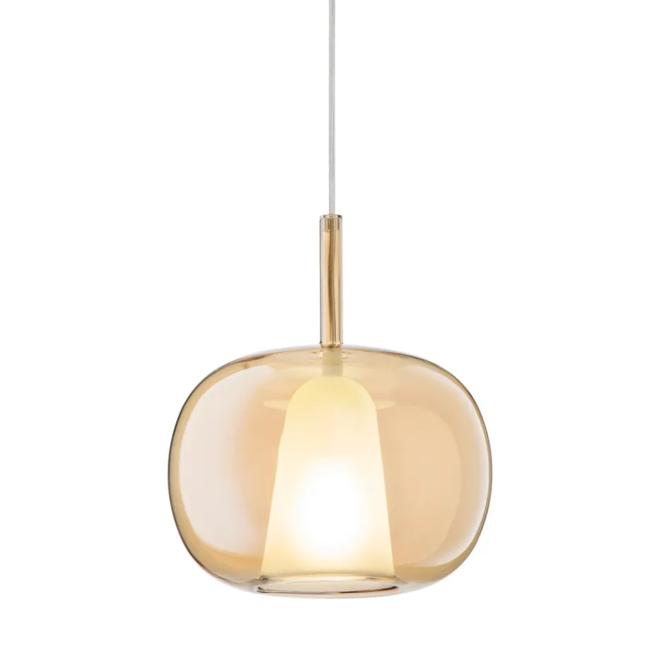 Lampada a Sospensione in Vetro Soffiato a Doppio Strato Made in Italy - Trilly  Viadurini