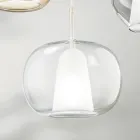Lampada a Sospensione in Vetro Soffiato a Doppio Strato Made in Italy - Trilly  Viadurini