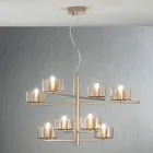 Lampada a Sospensione in Vetro Soffiato con Struttura in Metallo - Angelico Viadurini