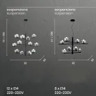 Lampada a Sospensione in Vetro Soffiato con Struttura in Metallo - Angelico Viadurini