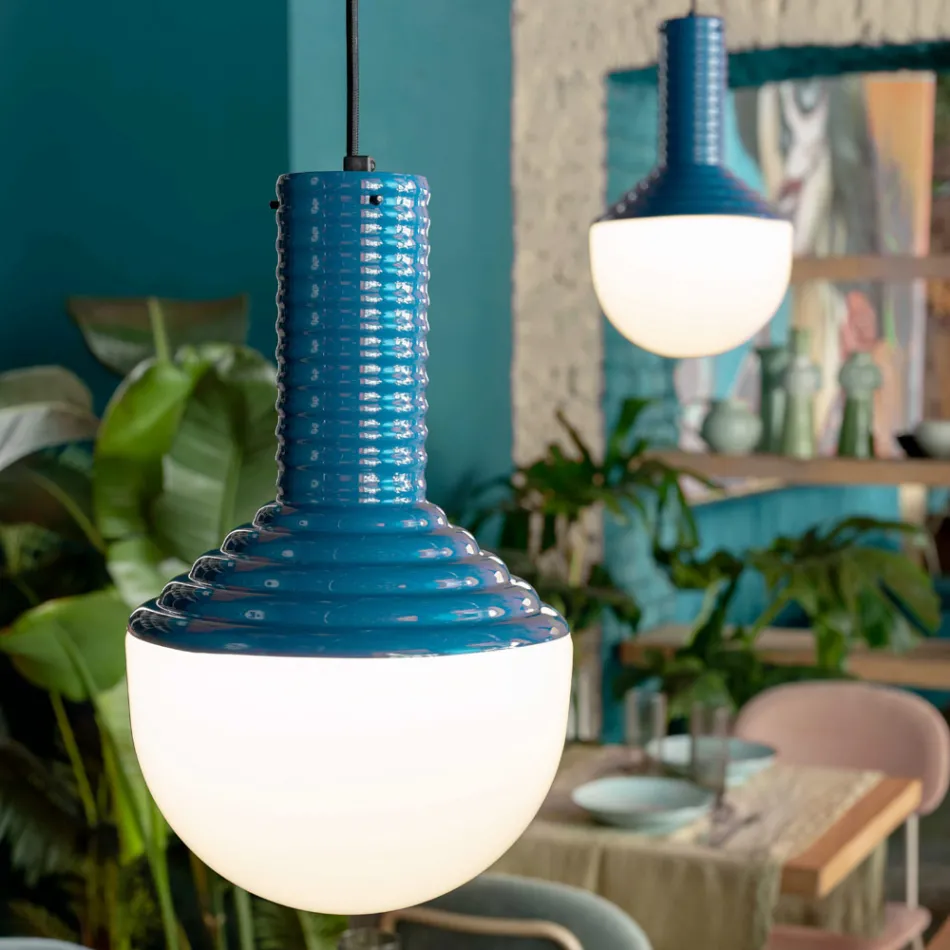 Lampada a Sospensione in Vetro Verniciato Made in Italy - Selaron Viadurini
