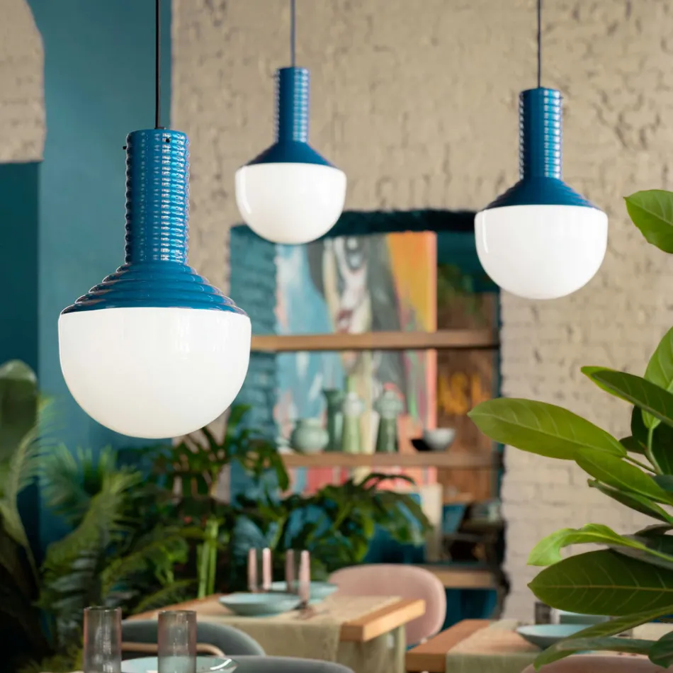 Lampada a Sospensione in Vetro Verniciato Made in Italy - Selaron Viadurini