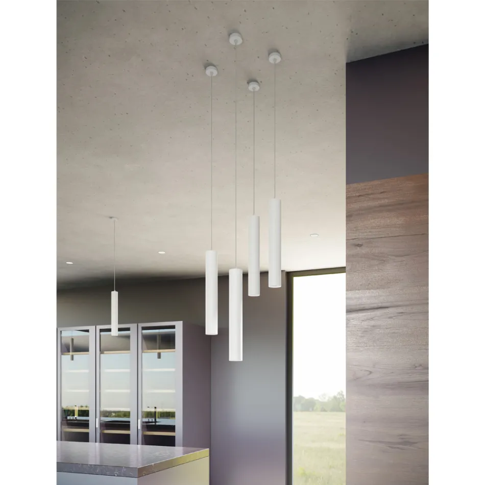 Lampada a Sospensione Led 7W in Alluminio Bianco o Nero Opaco - Rebolla Viadurini