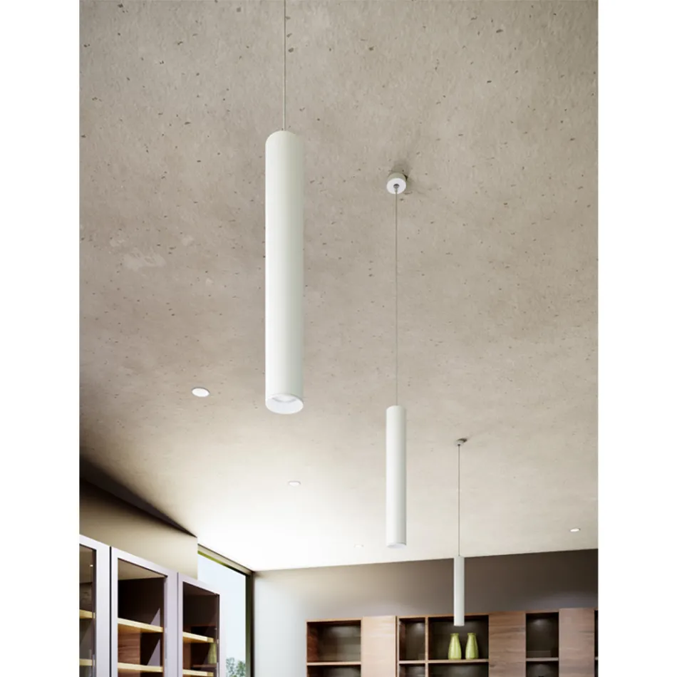 Lampada a Sospensione Led 7W in Alluminio Bianco o Nero Opaco - Rebolla Viadurini