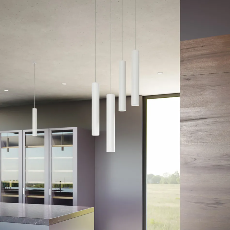 Lampada a Sospensione Led da Incasso in Alluminio Bianco o Nero - Rebolla Viadurini