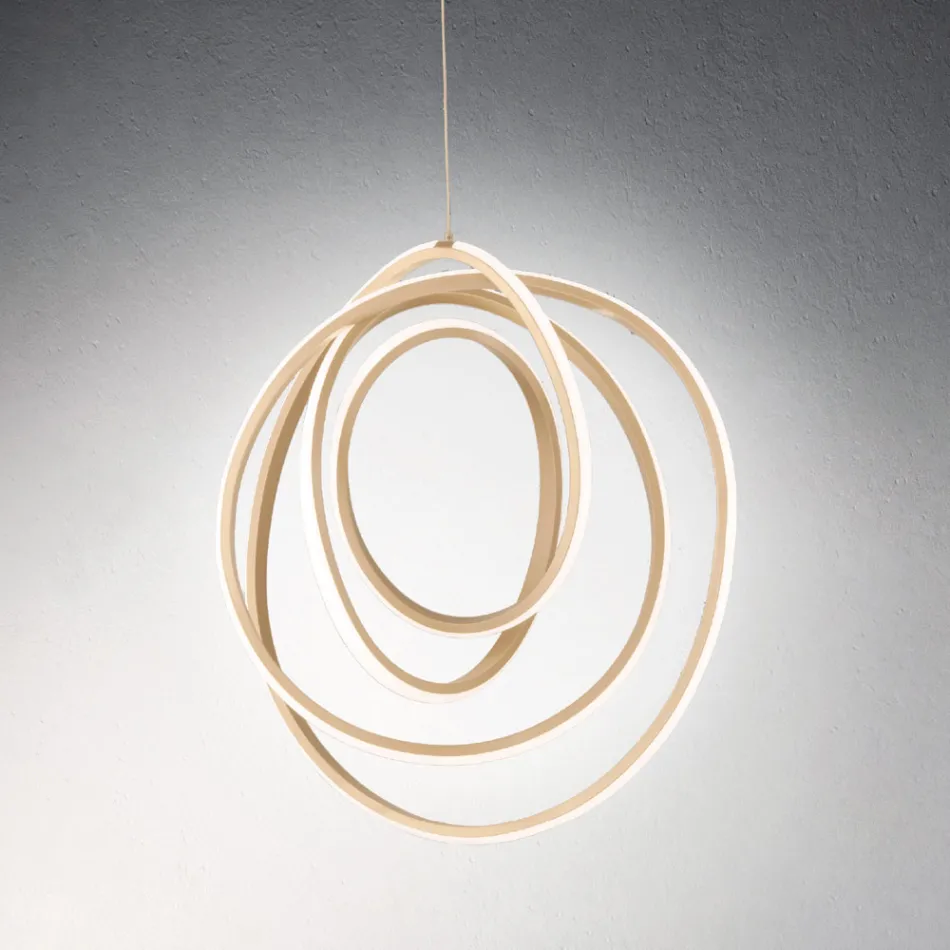 Lampada a Sospensione LED Grande o Piccola in Metallo Oro di Design - Point Viadurini
