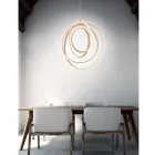 Lampada a Sospensione LED Grande o Piccola in Metallo Oro di Design - Point Viadurini