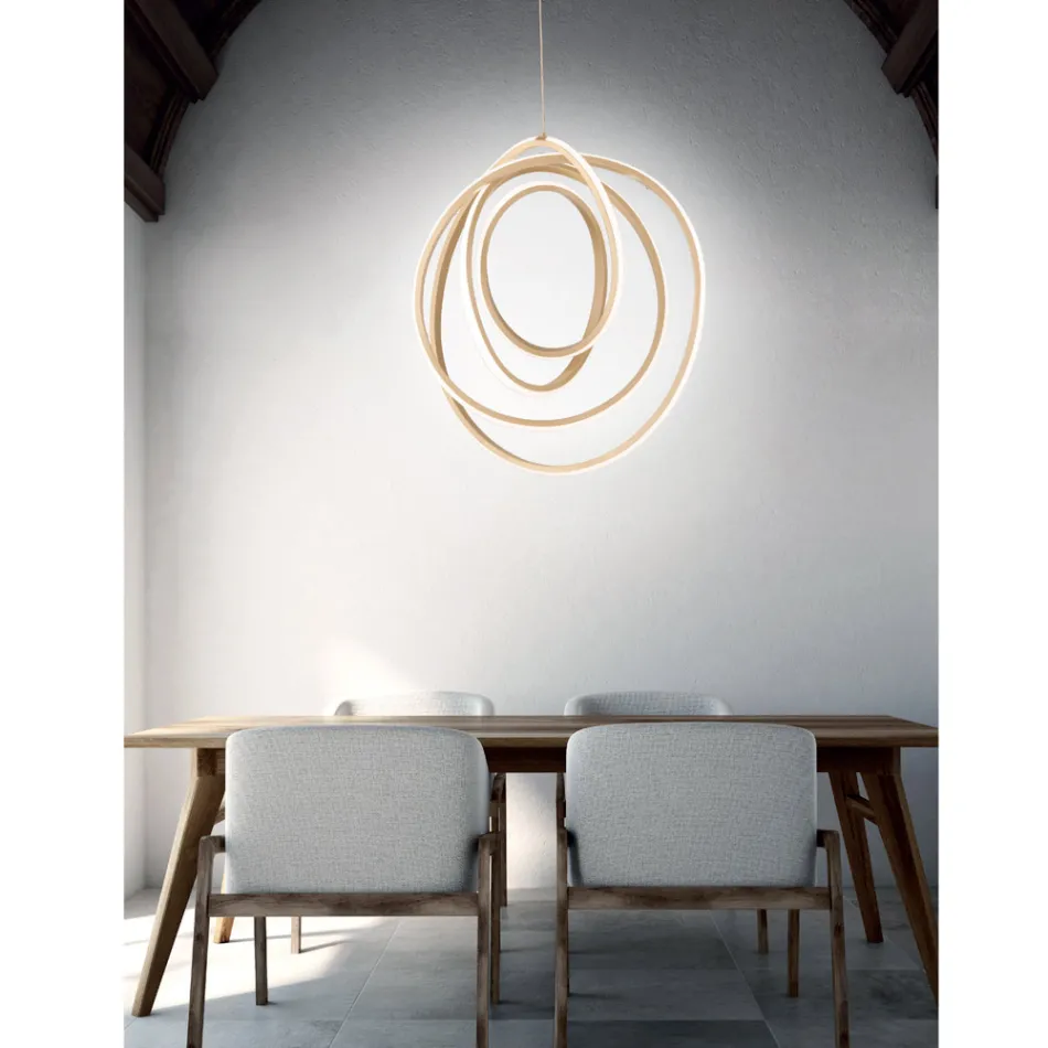 Lampada a Sospensione LED Grande o Piccola in Metallo Oro di Design - Point Viadurini