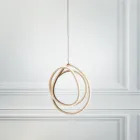 Lampada a Sospensione LED Grande o Piccola in Metallo Oro di Design - Point Viadurini
