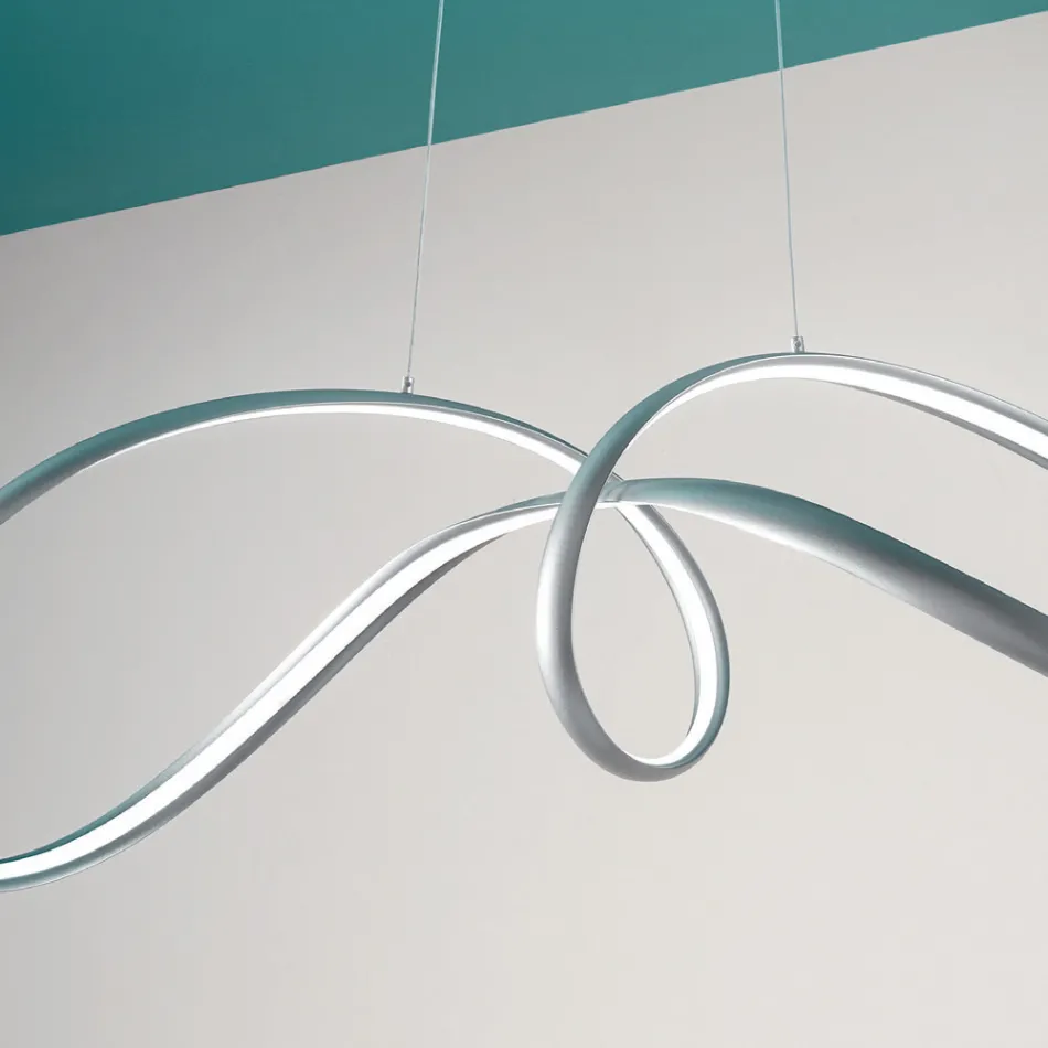 Lampada a Sospensione Led in Metallo Argento, 2 Misure Design Moderno - Lumino Viadurini