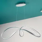 Lampada a Sospensione Led in Metallo Argento, 2 Misure Design Moderno - Lumino Viadurini