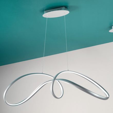 Lampada a Sospensione Led in Metallo Argento, 2 Misure Design Moderno - Lumino Viadurini