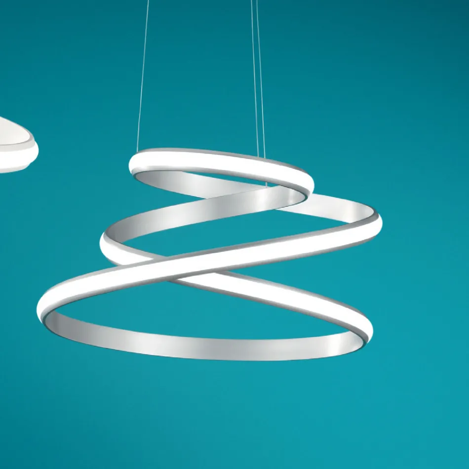 Lampada a Sospensione LED in Metallo Verniciato Bianco o Silver - Rivolta Viadurini