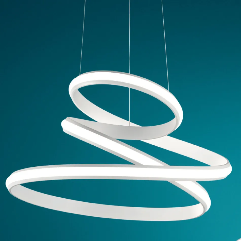 Lampada a Sospensione LED in Metallo Verniciato Bianco o Silver - Rivolta Viadurini