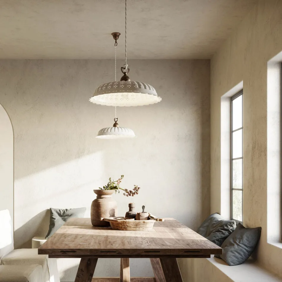 Lampada a sospensione liberty in ceramica Ø42 Anita Il Fanale Viadurini