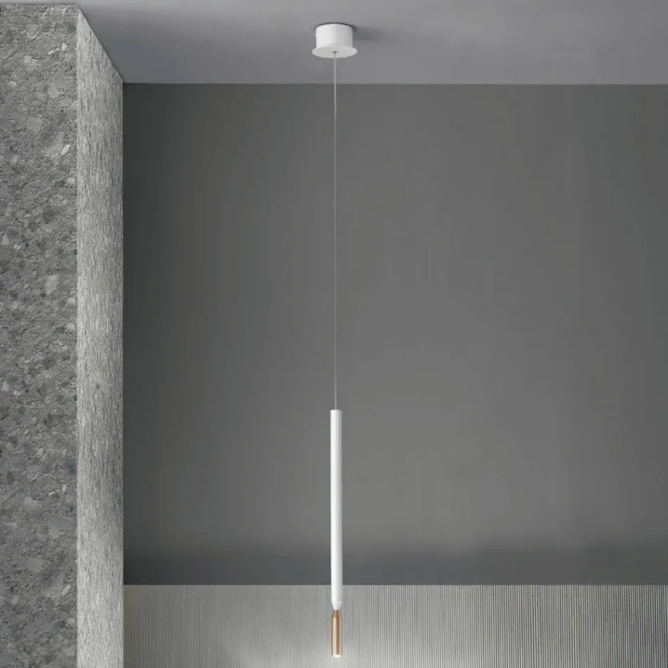 Lampada a Sospensione Moderna con Luce LED in Metallo Verniciato - Larice Viadurini
