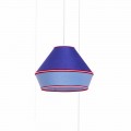 Lampada a Sospensione Moderna con Paralume in Cotone Blu Made in Italy - Soya 