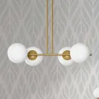 Lampada a Sospensione Moderna in Metallo e Vetro Bianco Made in Italy - Carima Viadurini