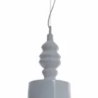 Lampada a Sospensione Paralume in Ceramica Bianco Lucido di Design - Cadabra Viadurini