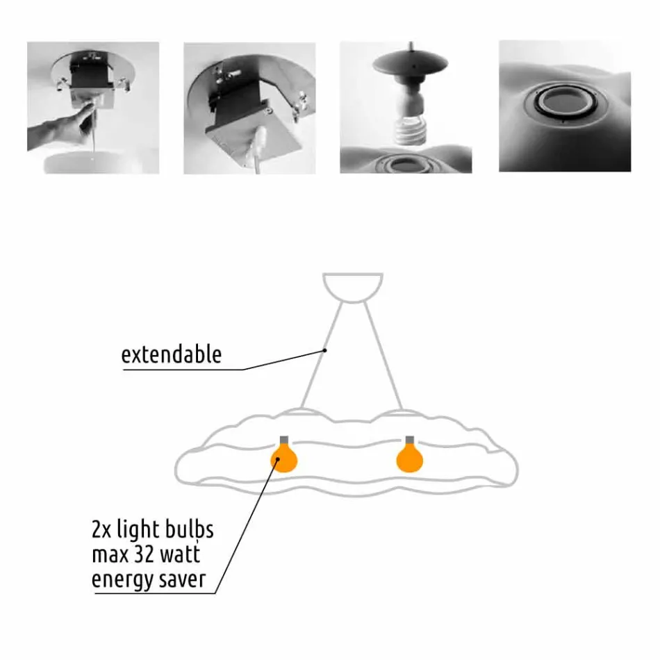 Lampada a Sospensione per Esterno Design a Nuvola in Plastica - Nefos by Myyour Viadurini
