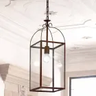 Lampada a sospensione quadrata a 1 luce in ottone e vetro Aida Viadurini