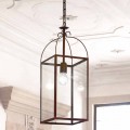 Lampada a sospensione quadrata a 1 luce in ottone e vetro Aida