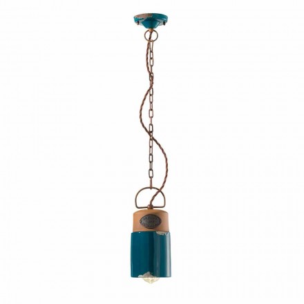 Lampada a sospensione stile industriale ceramica e ferro Stephanie Viadurini
