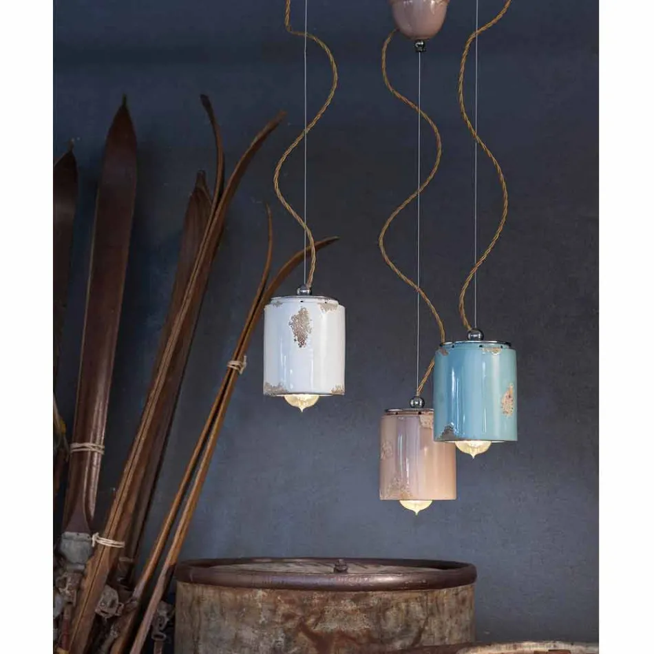 Lampada a sospensione vintage artigianale Ferroluce Viadurini