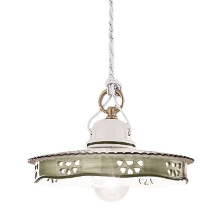 Lampada a Sospensione Vintage Ceramica e Ferro Fatta a Mano - Alessandria Viadurini