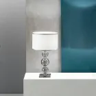 Lampada Appoggio Classica in Vetro Artigianale Italiano e Metallo - Memore Viadurini