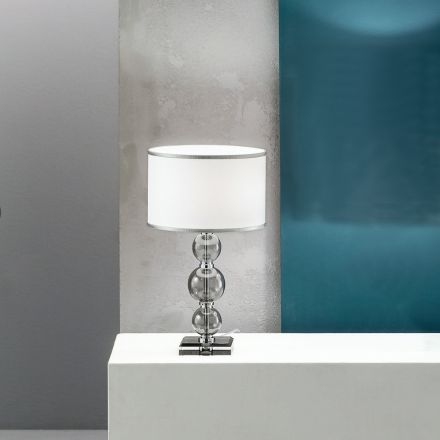Lampada Appoggio Classica in Vetro Artigianale Italiano e Metallo - Memore Viadurini