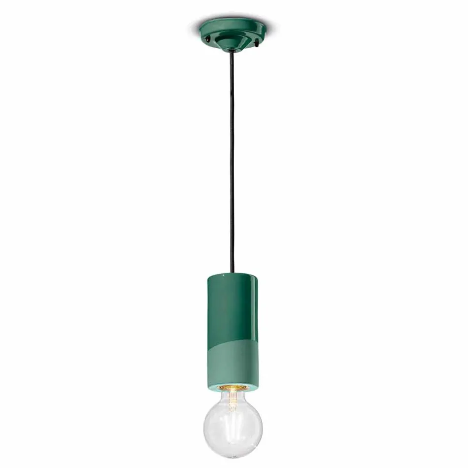 Lampada Cilindrica a Sospensione Ceramica Colorata Made in Italy – Ferroluce Pi Viadurini