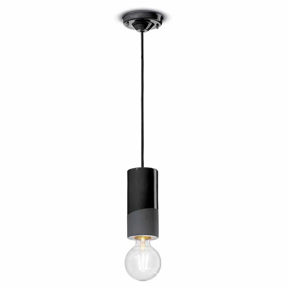Lampada Cilindrica a Sospensione Ceramica Colorata Made in Italy – Ferroluce Pi Viadurini