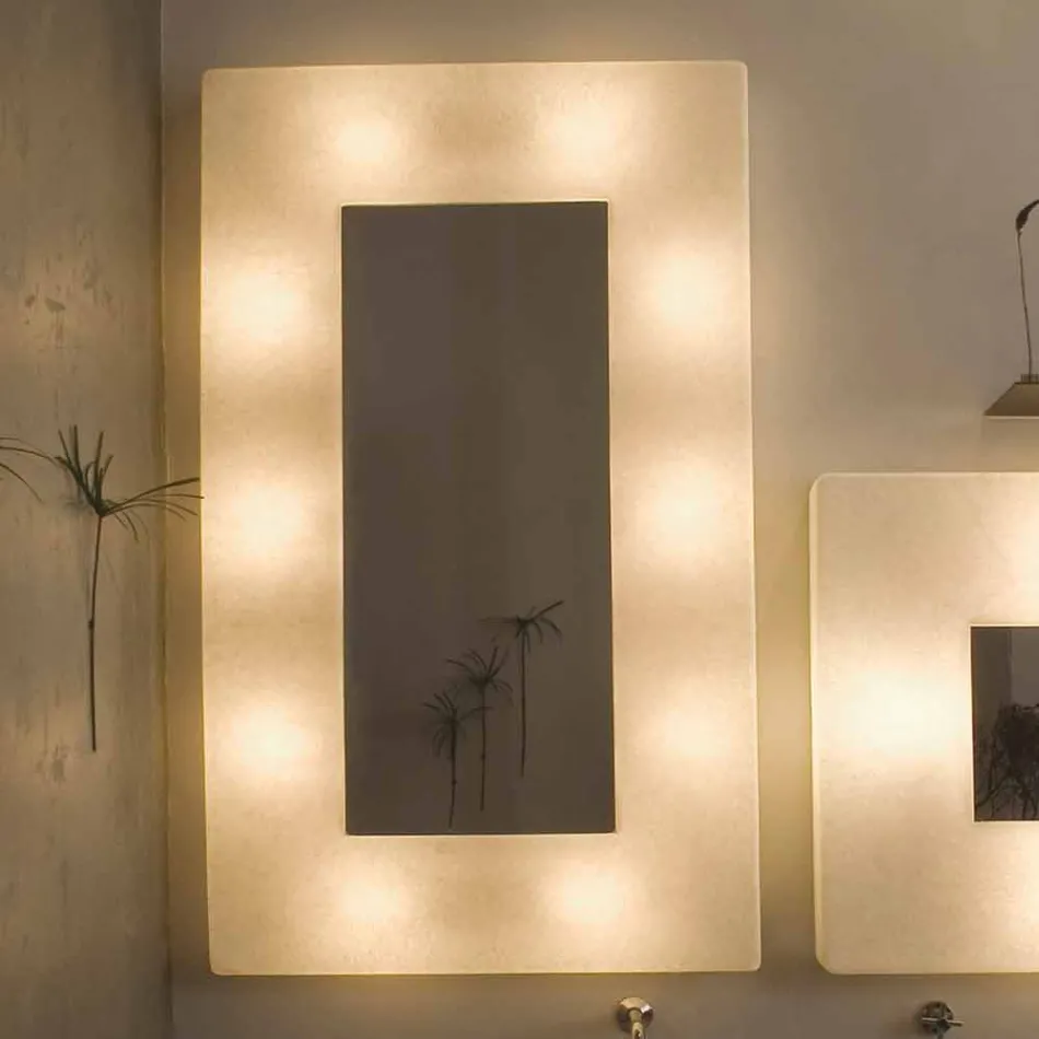 Lampada con specchio a muro di design In-es.artdesign Ego in nebulite Viadurini