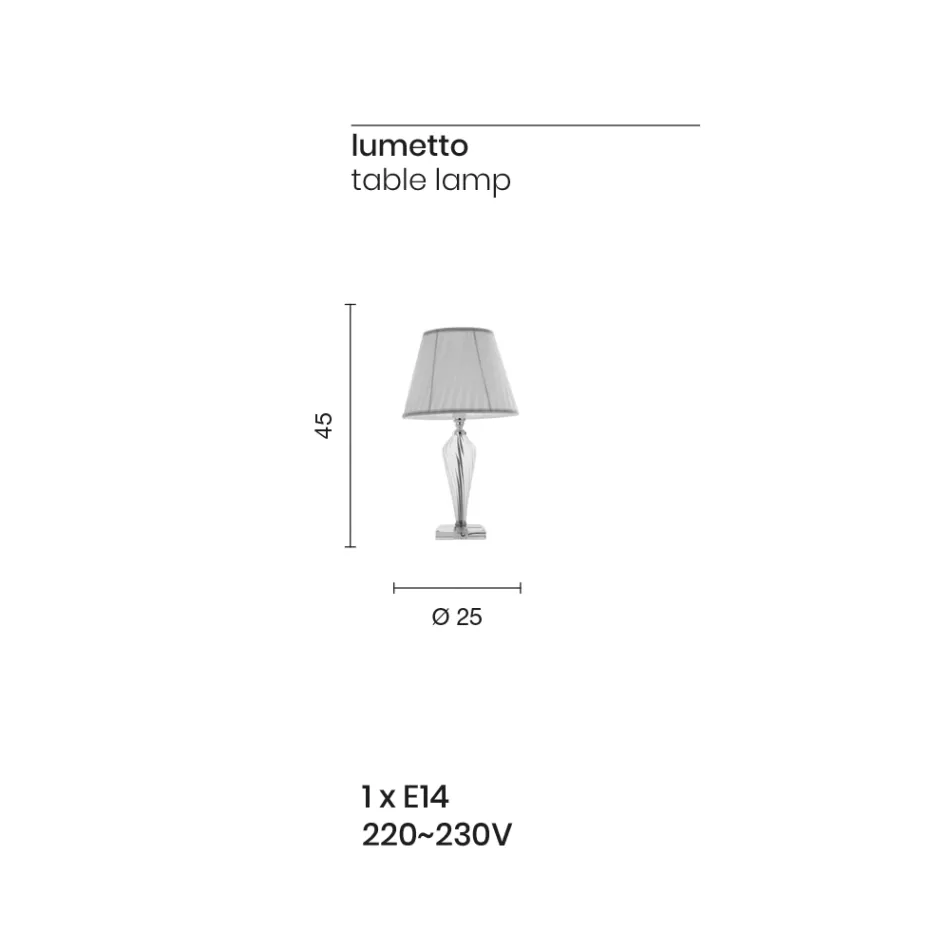 Lampada d'Appoggio Classica Vetro Fatto a Mano Rigaton e Metallo - Fievole Viadurini