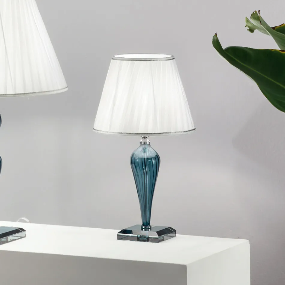 Lampada d'Appoggio Classica Vetro Fatto a Mano Rigaton e Metallo - Fievole Viadurini