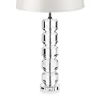 Lampada da Appoggio Base in Cristallo e Paralume Cilindrico in Tessuto - Crocca Viadurini